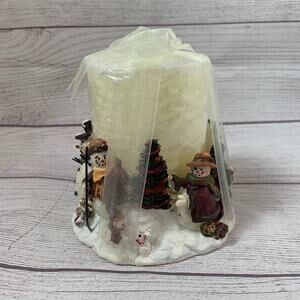 Snowman Candle Holder with Candle NEW In Packaging Winter Christmas Centerpiece